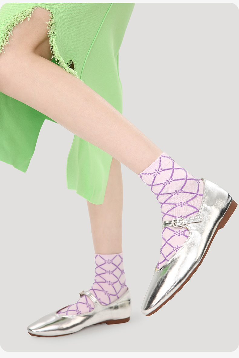 LL Socks Women Ankle Socks Encounter Romance Cute Best Girlfriend Plaid Socks 5 Pairs