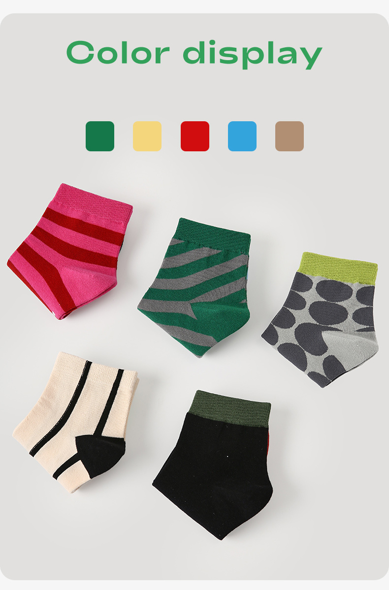 LL Socks Women Ankle Socks Gravitational Time Dilation Couple Letter Polka Dot Socks 5 Pairs