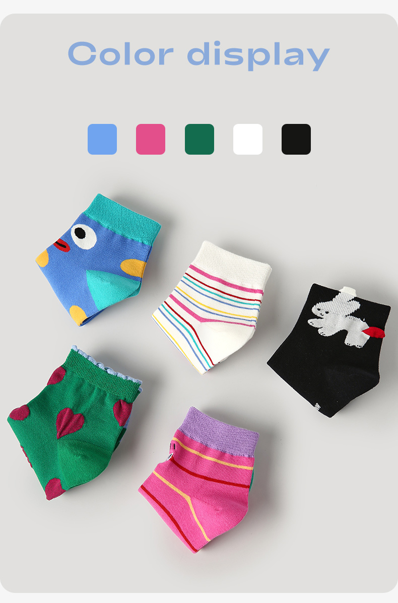 LL Socks Women Ankle Socks Happiness List Fun Pattern Colorful Socks 5 Pairs