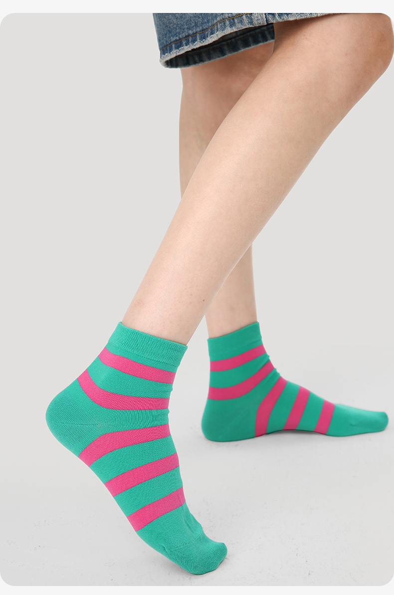 LL Socks Women Ankle Socks Happy Business Striped Colourful Stripes Letter Socks 5 Pairs