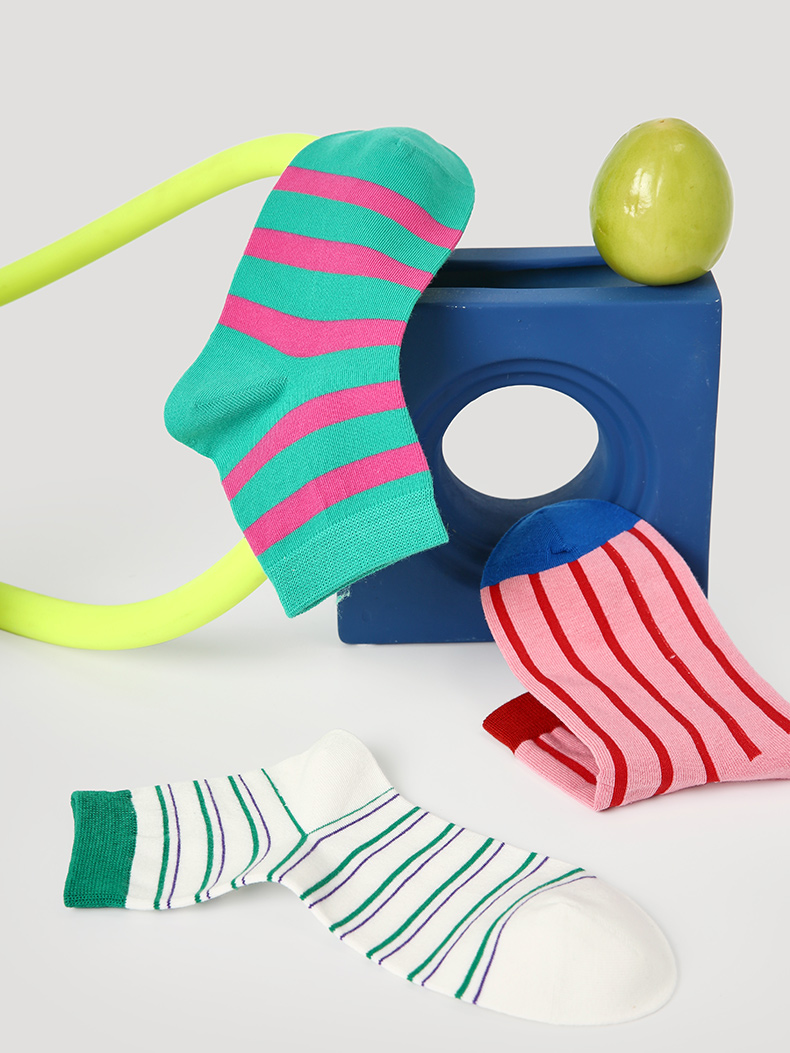 LL Socks Women Ankle Socks Happy Business Striped Colourful Stripes Letter Socks 5 Pairs