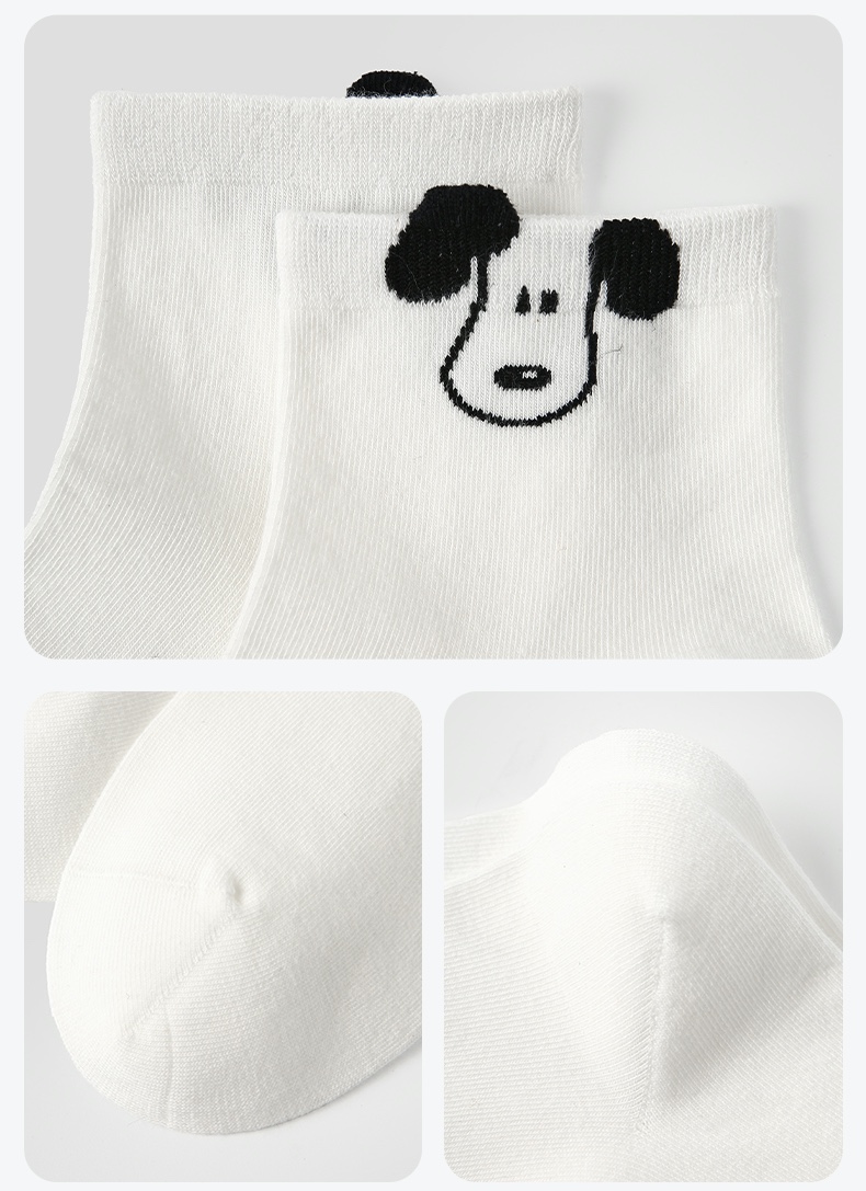 LL Socks Women Ankle Socks Happy Puppy Cartoon Animal Polka Dot Socks 5 Pairs