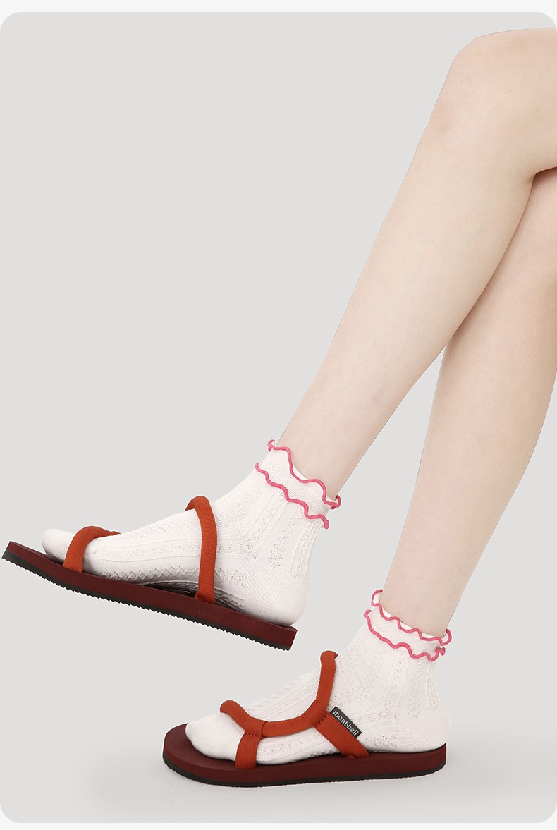LL Socks Women Ankle Socks Long Day Joy Floral Pattern Stripes Ruffle Turn-Cuff Socks 5 Pairs