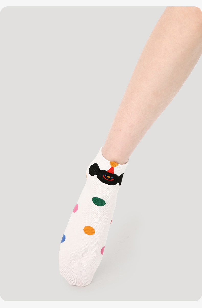 LL Socks Women Ankle Socks Magic Wonderland Cartoon Animal Letter Socks 5 Pairs