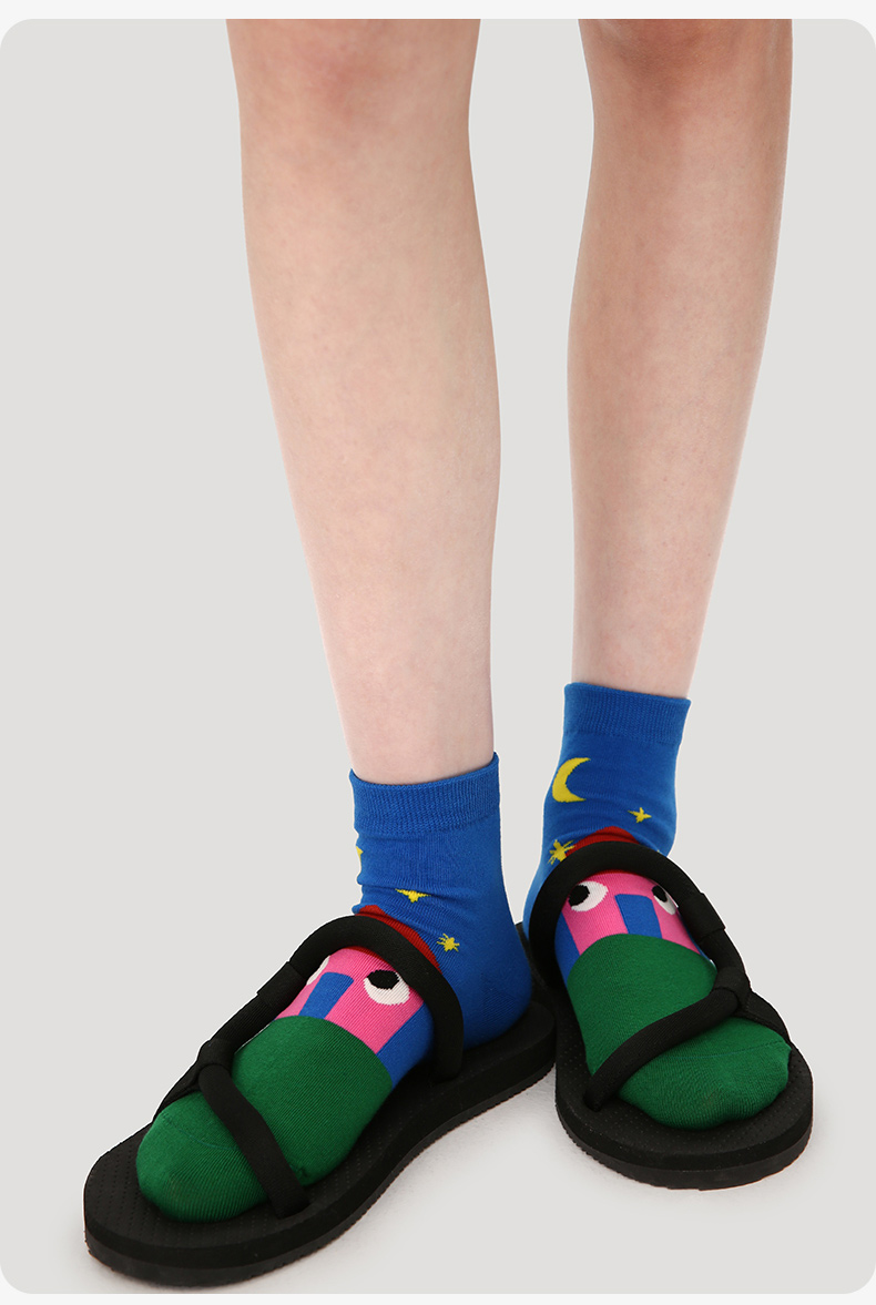LL Socks Women Ankle Socks Magic Wonderland Cartoon Animal Letter Socks 5 Pairs
