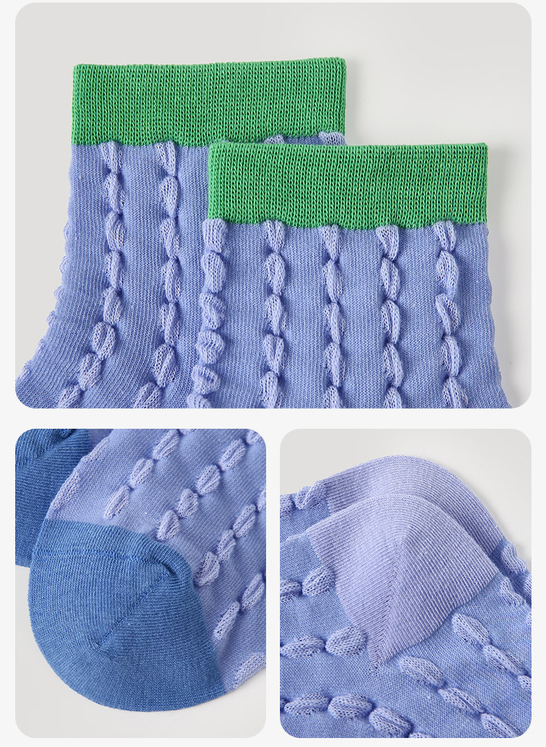 LL Socks Women Ankle Socks Moonlight in Full Cup Retro Embossed Flower Socks 5 Pairs