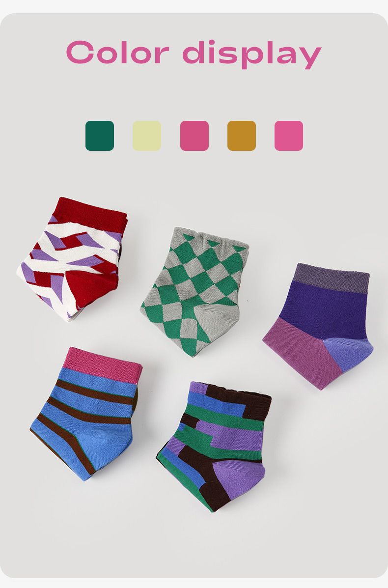 LL Socks Women Ankle Socks Moonlit Old Mountain Geometry Colourful Socks 5 Pairs