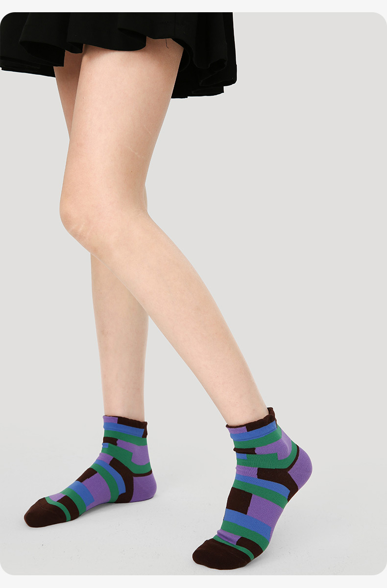 LL Socks Women Ankle Socks Moonlit Old Mountain Geometry Colourful Socks 5 Pairs
