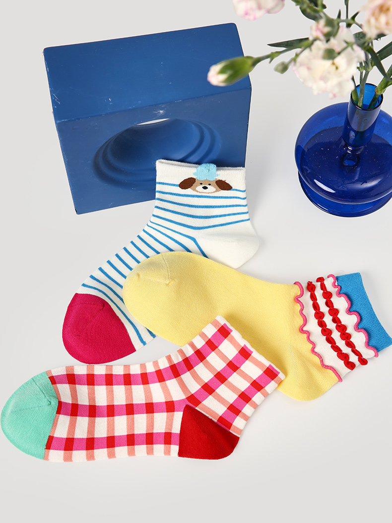 LL Socks Women Ankle Socks Summer Parade Cute Cartoon Animal Socks 5 Pairs