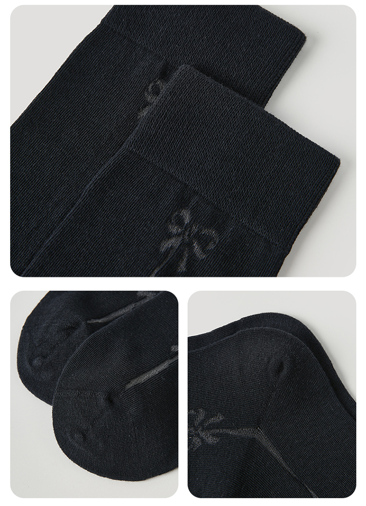 LL Socks Women Black Crew Socks Moonlight Etchings Bow Tie Unique Socks 1 Pairs