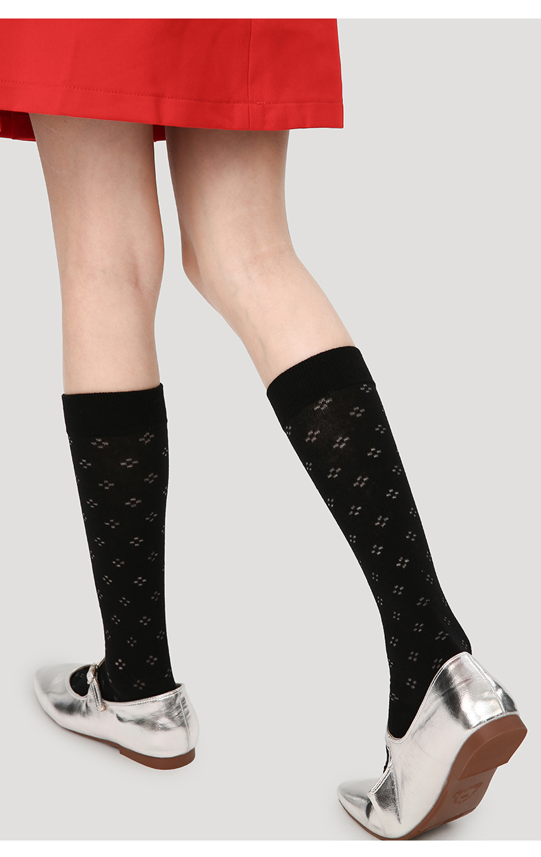LL Socks Women Black Crew Socks Twilight Scenery Dots Hollow Socks 1 Pairs
