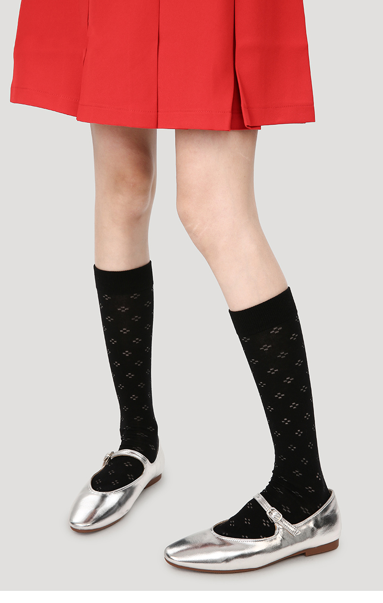 LL Socks Women Black Crew Socks Twilight Scenery Dots Hollow Socks 1 Pairs