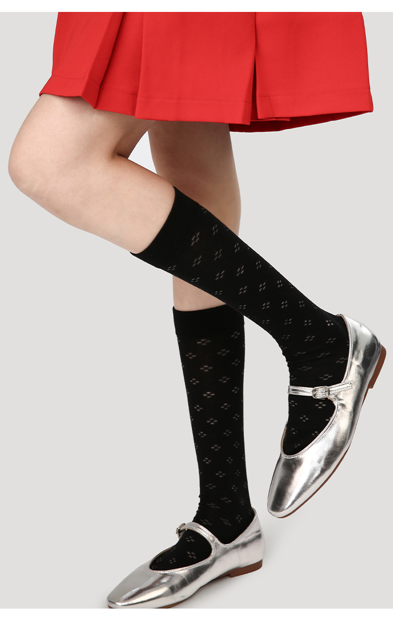 LL Socks Women Black Crew Socks Twilight Scenery Dots Hollow Socks 1 Pairs