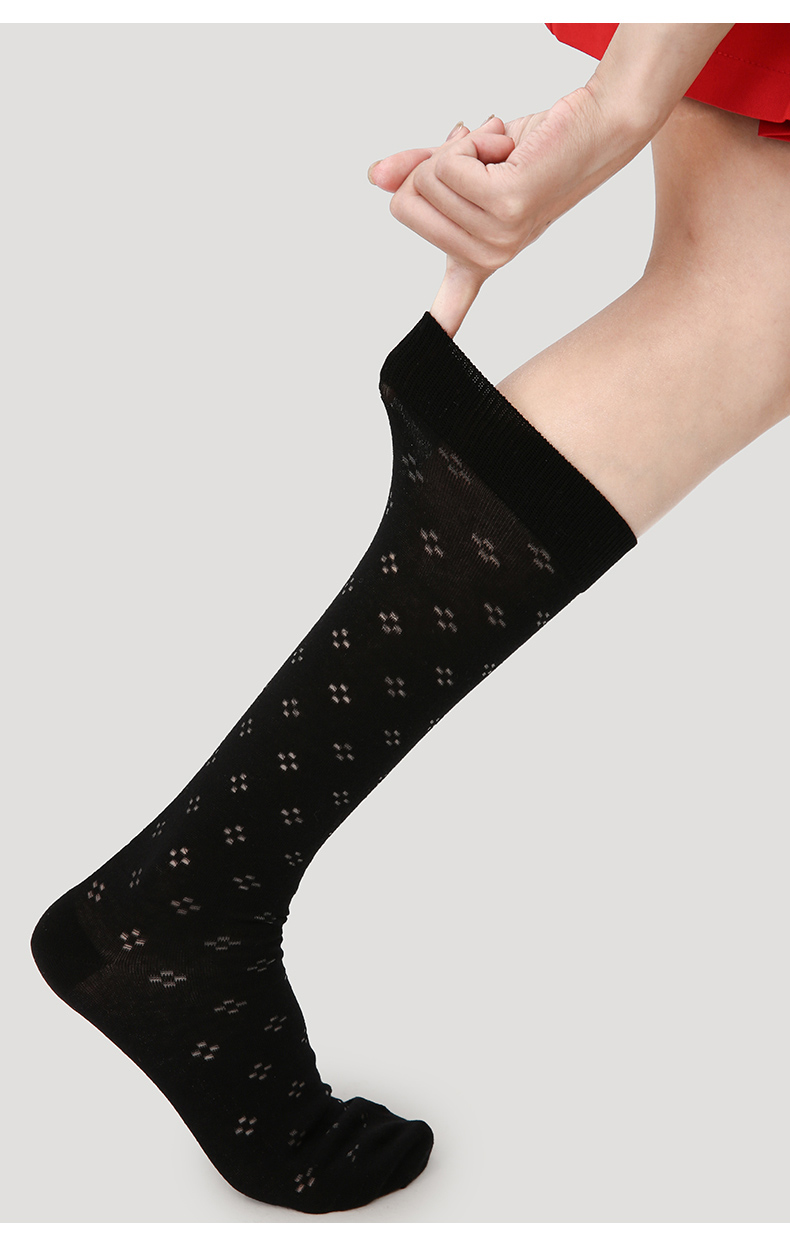 LL Socks Women Black Crew Socks Twilight Scenery Dots Hollow Socks 1 Pairs