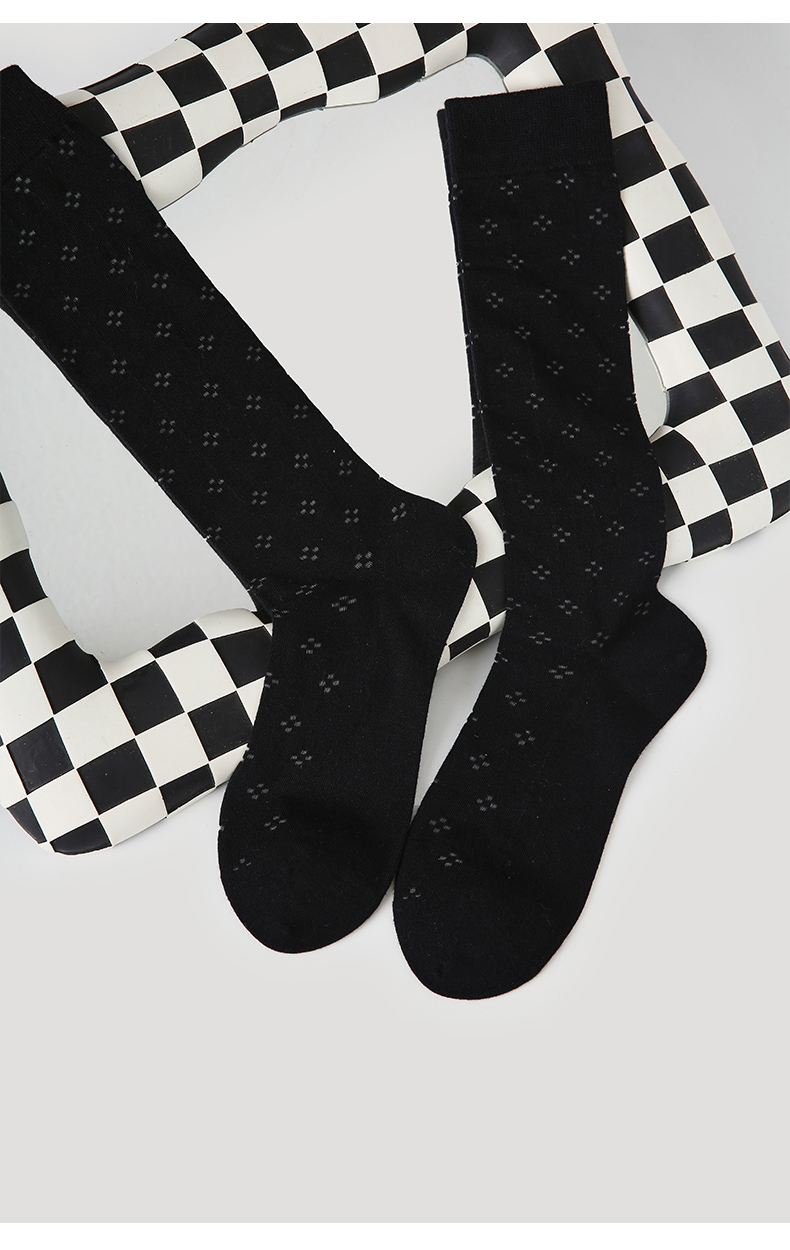 LL Socks Women Black Crew Socks Twilight Scenery Dots Hollow Socks 1 Pairs