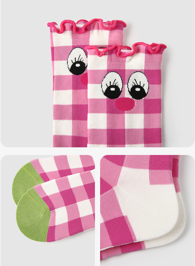LL Socks Women Crew Socks Cherry Sweet Beans Ruffle Turn-Cuff Polka Dot Socks 5 Pairs