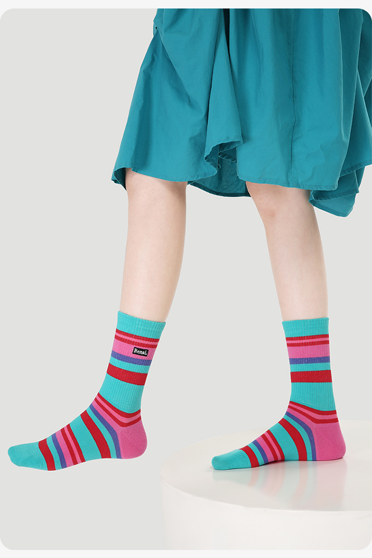 LL Socks Women Crew Socks Colorful Magic Stripes Letter Best girlfriend Socks 5 Pairs