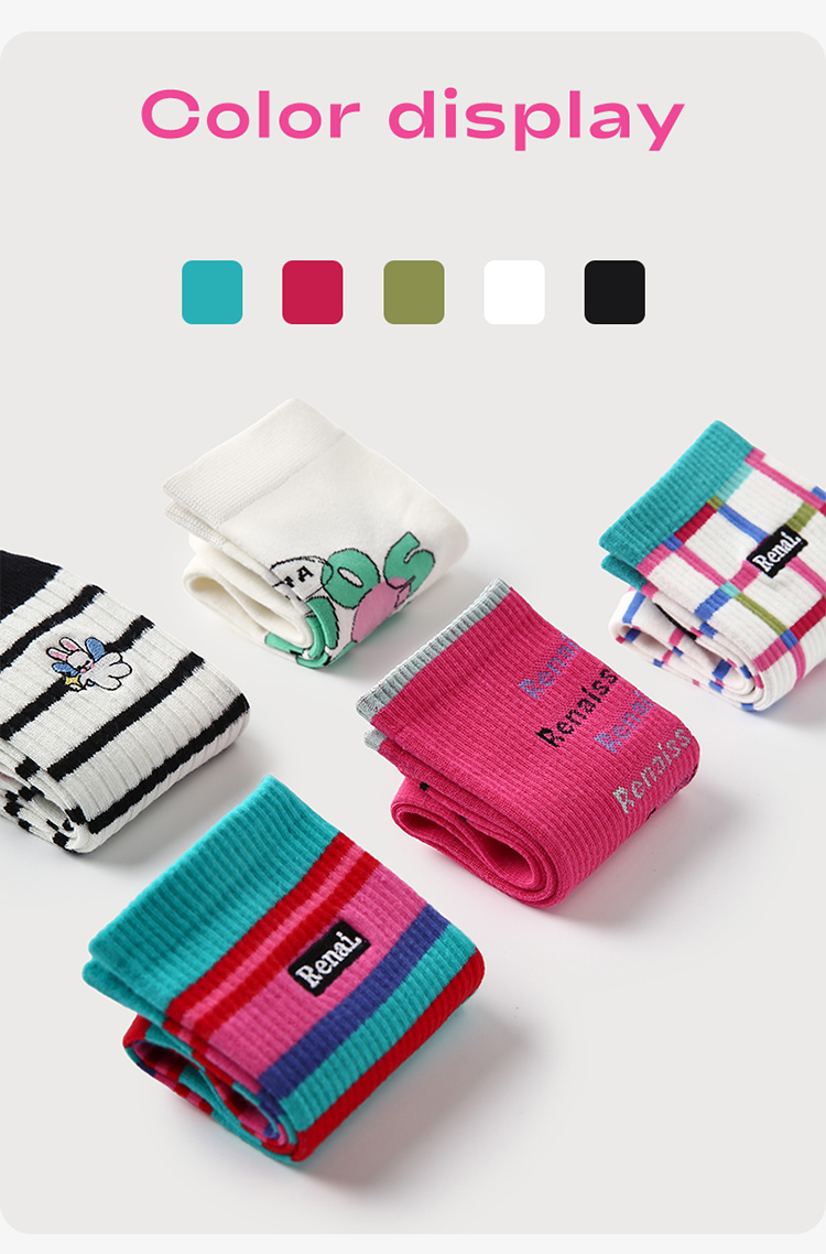 LL Socks Women Crew Socks Colorful Magic Stripes Letter Best girlfriend Socks 5 Pairs