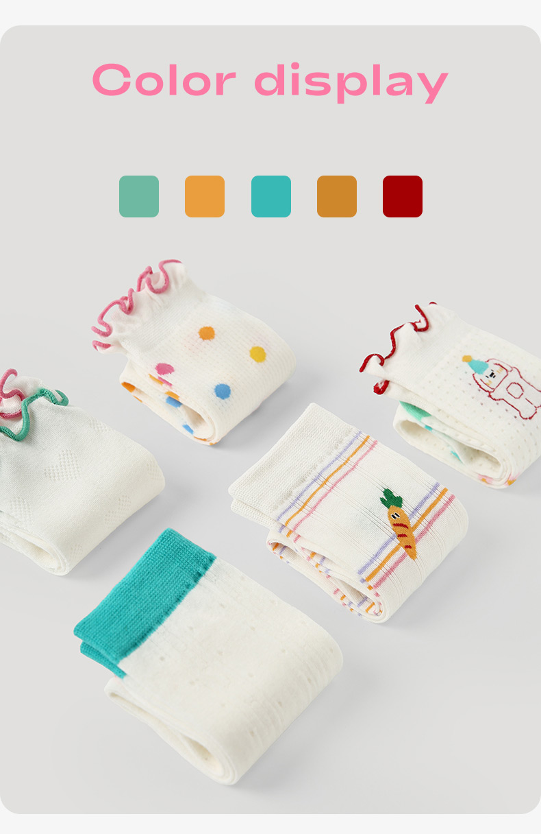 LL Socks Women Crew Socks Colorful Mood Food Polka Dot Socks 5 Pairs