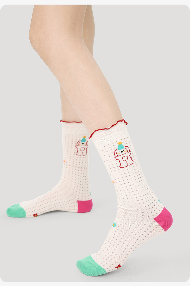LL Socks Women Crew Socks Colorful Mood Food Polka Dot Socks 5 Pairs