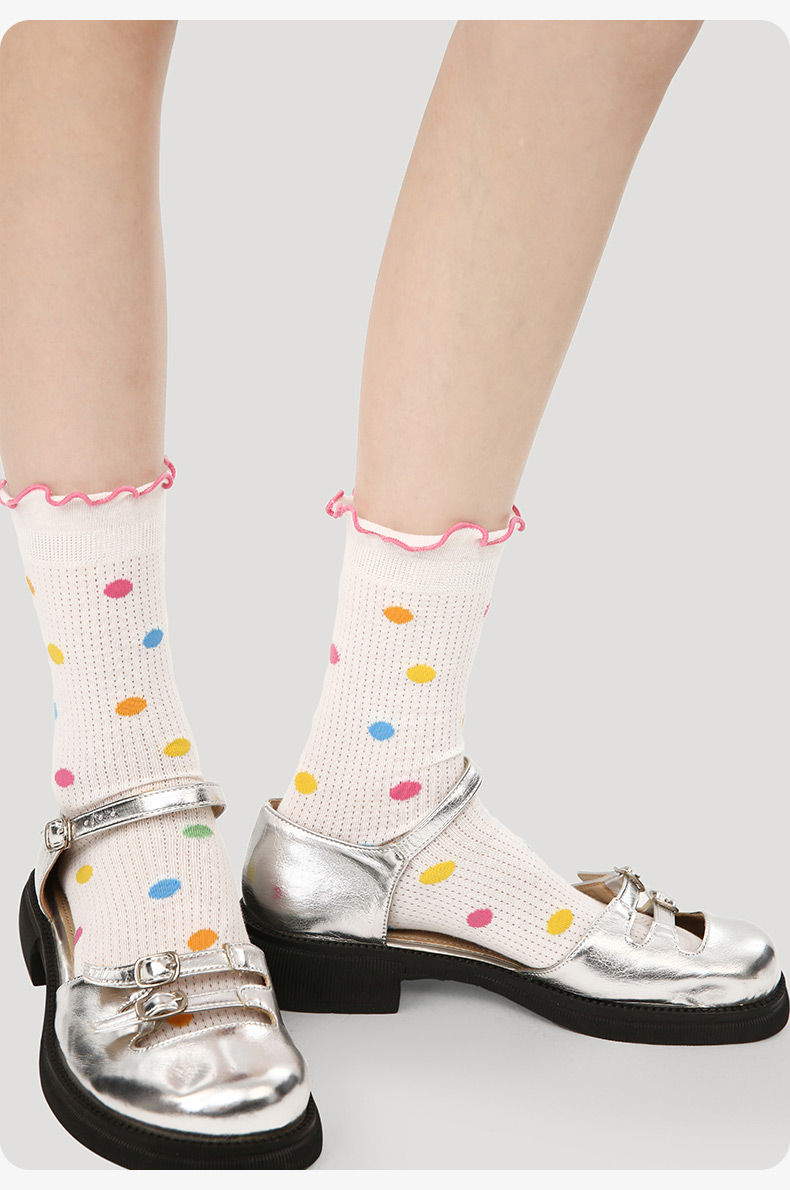 LL Socks Women Crew Socks Colorful Mood Food Polka Dot Socks 5 Pairs