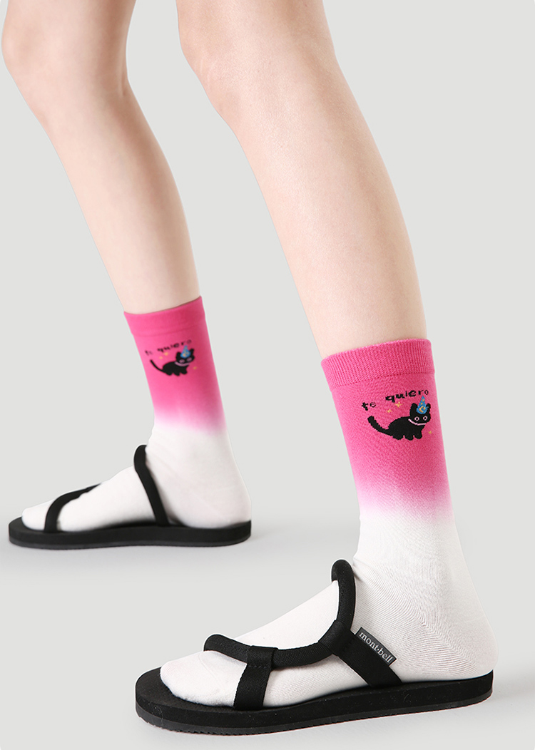 LL Socks Women Crew Socks Dreamy Diary Pink Animal Letter Socks 5 Pairs