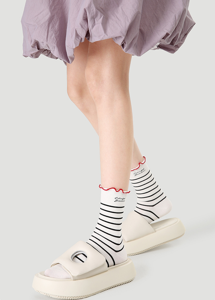 LL Socks Women Crew Socks Dreamy Diary Pink Animal Letter Socks 5 Pairs