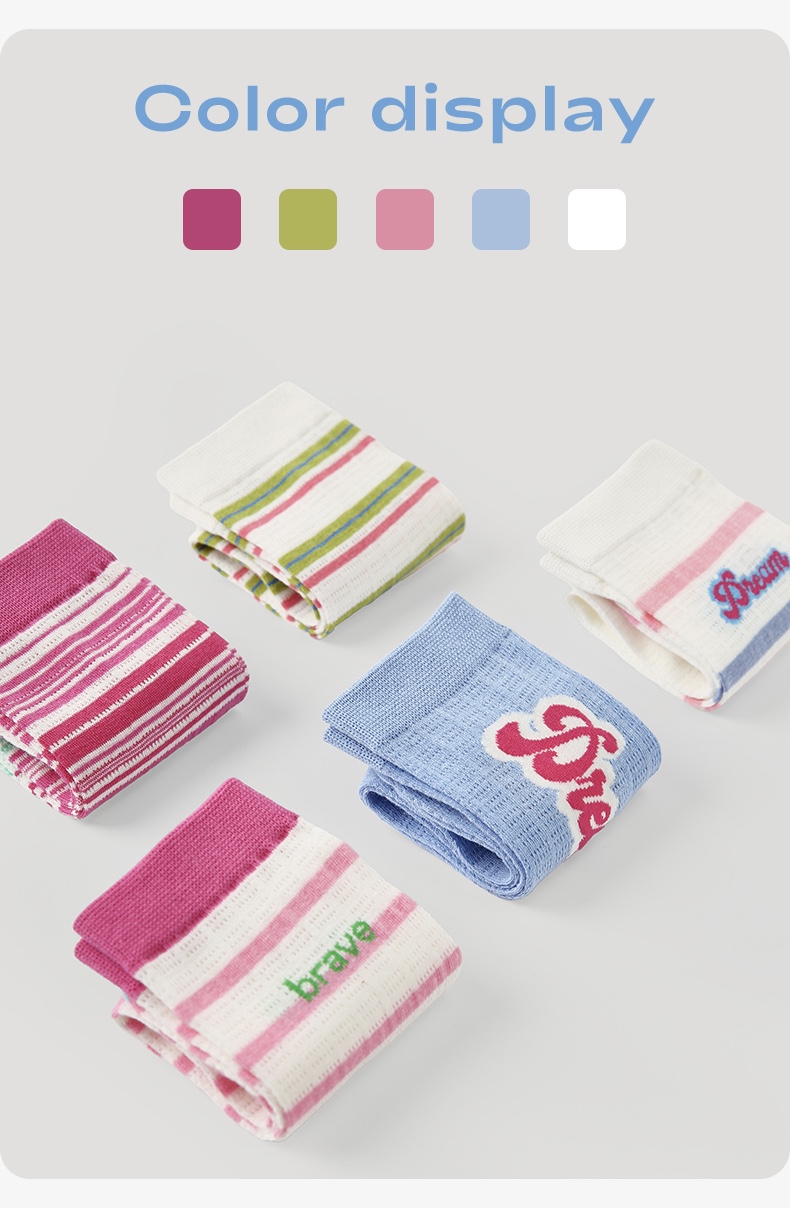 LL Socks Women Crew Socks Everyone Loves Summer Stripes Letter Couple Socks 5 Pairs