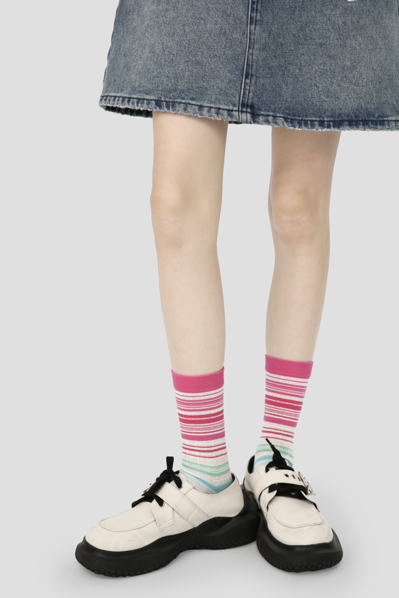 LL Socks Women Crew Socks Everyone Loves Summer Stripes Letter Couple Socks 5 Pairs