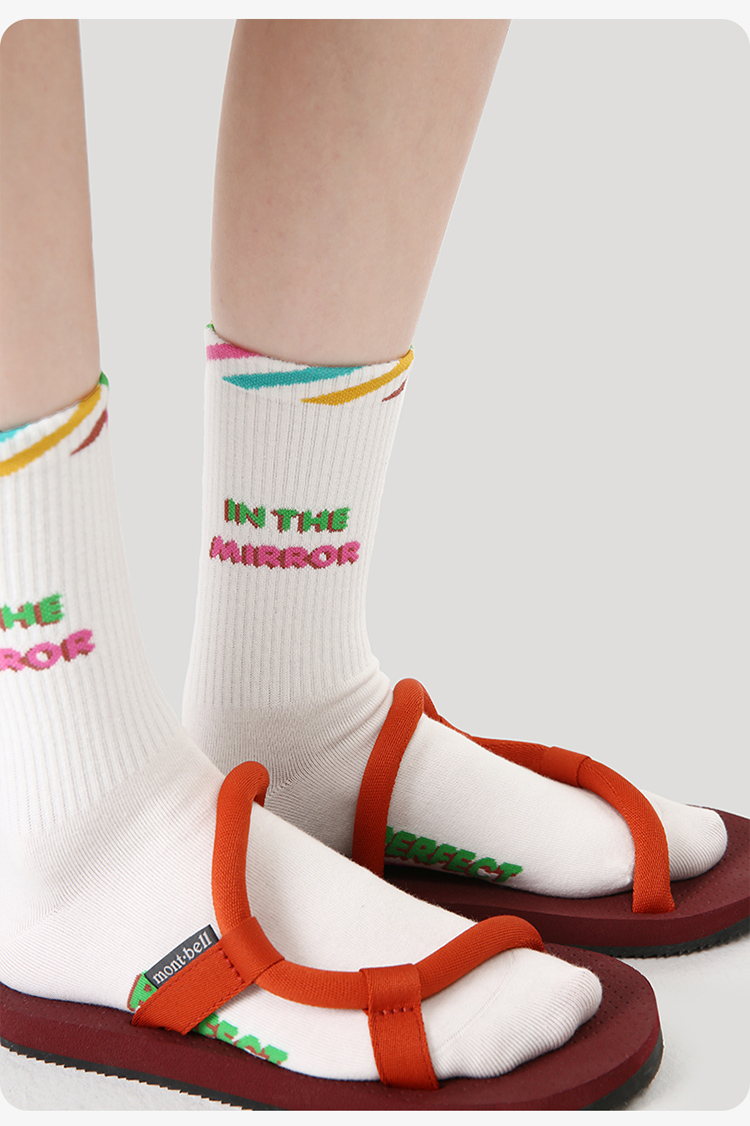 LL Socks Women Crew Socks Fleeting Moment of Light Colourful Letter Socks 5 Pairs