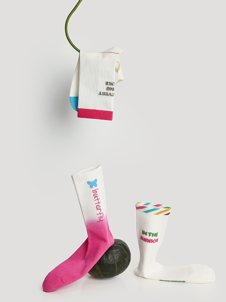 LL Socks Women Crew Socks Fleeting Moment of Light Colourful Letter Socks 5 Pairs