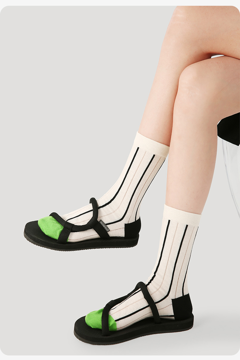 LL Socks Women Crew Socks Galactic Memoirs Fashion Stripes Hollow Socks 5 Pairs