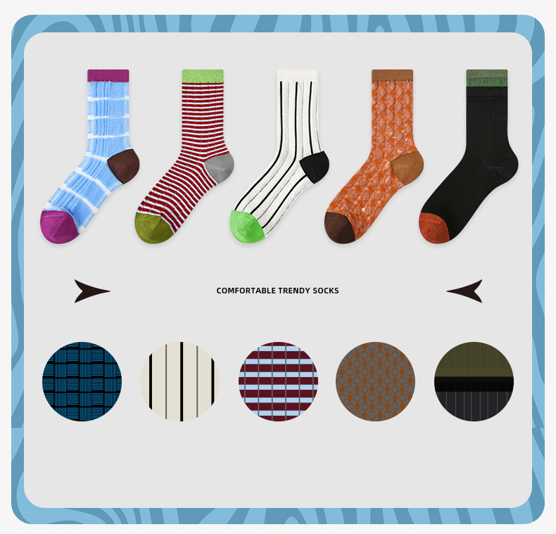 LL Socks Women Crew Socks Galactic Memoirs Fashion Stripes Hollow Socks 5 Pairs