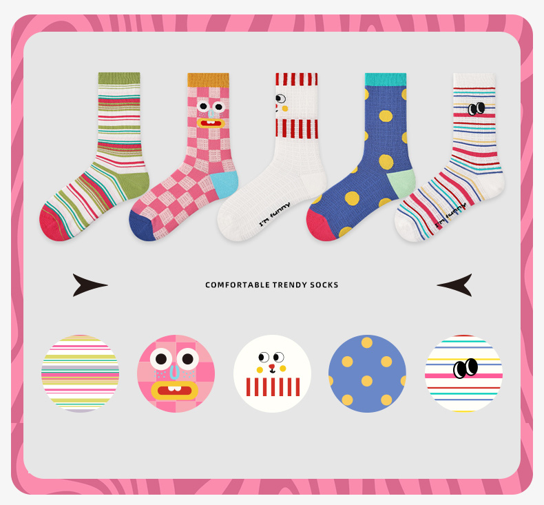 LL Socks Women Crew Socks Happy Album Buy Fun Colorful Socks 5 Pairs