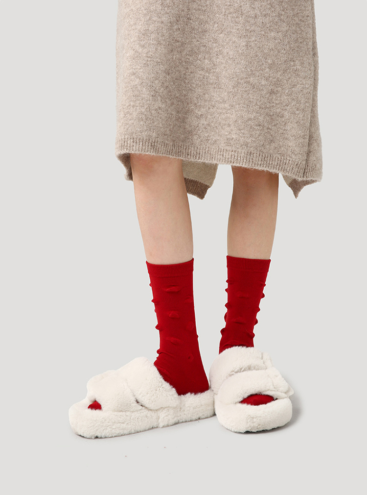 LL Socks Women Crew Socks Happy Dragon Red Animal Socks 5 Pairs