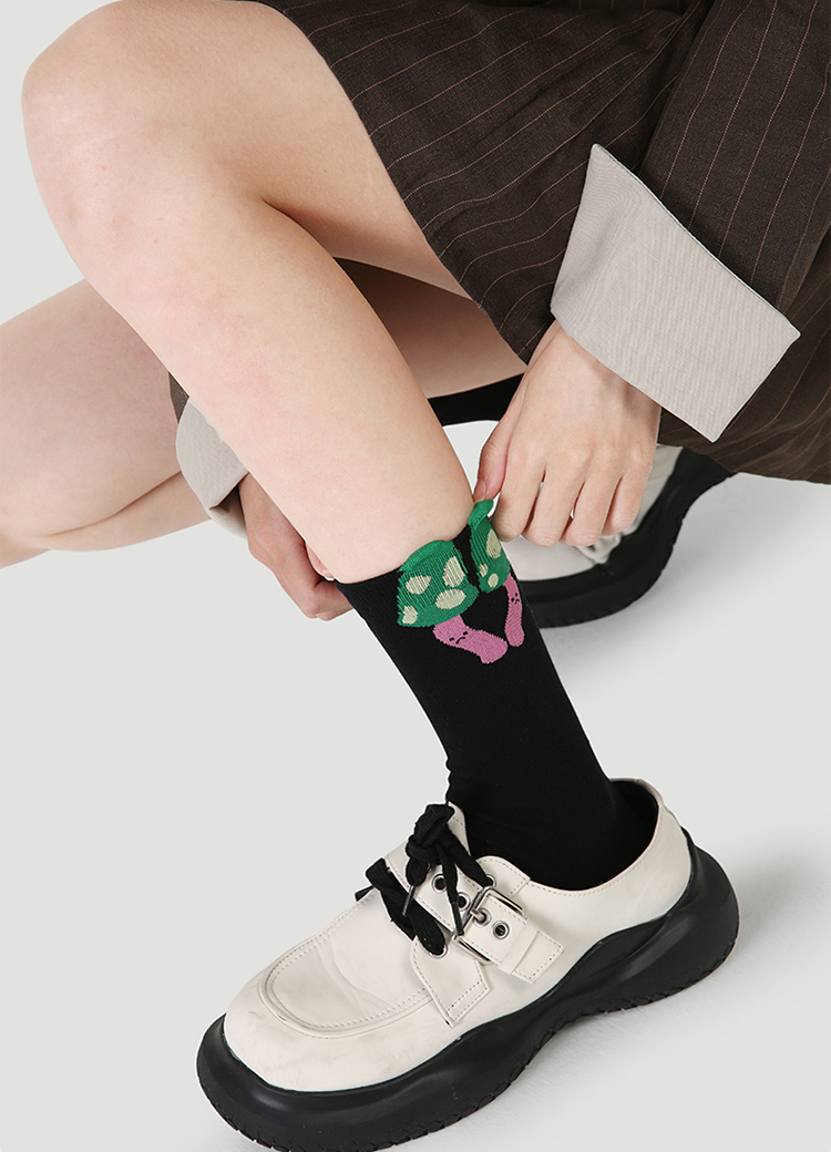 LL Socks Women Crew Socks Hold My Hand Cartoon Fun Colourful Socks 5 Pairs