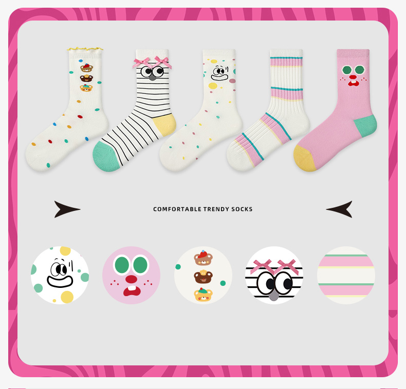 LL Socks Women Crew Socks Interesting Cute Expectations Colourful Socks 5 Pairs