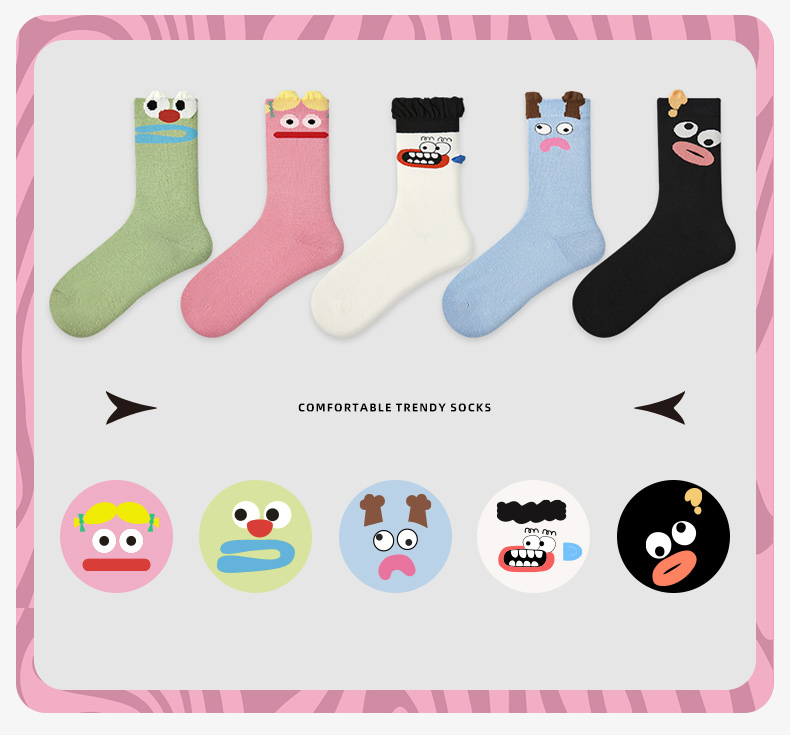 LL Socks Women Crew Socks Joy Supreme Best Fun Colorful Socks 5 Pairs