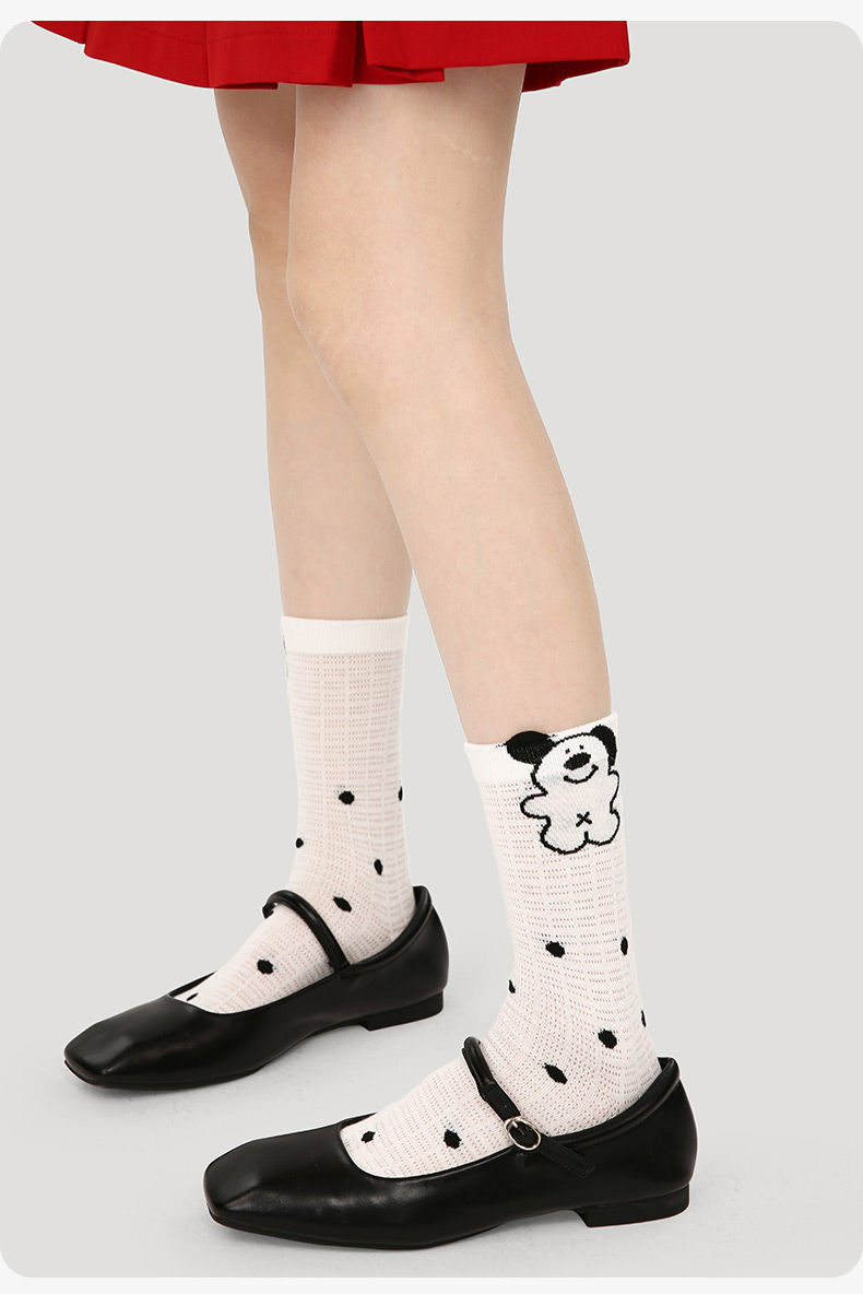 LL Socks Women Crew Socks Monochrome Story Cartoon Animal Stripes Socks 5 Pairs