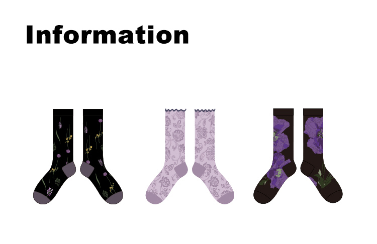 LL Socks Women Crew Socks Moon Shadow Embossed Flower Socks 3 Pairs