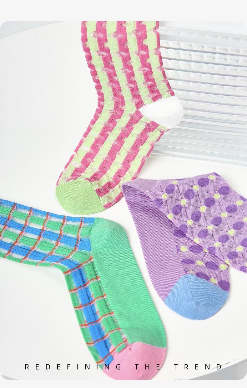 LL Socks Women Crew Socks Nicole Matsushima Thin and Light Colourful Socks 5 Pairs