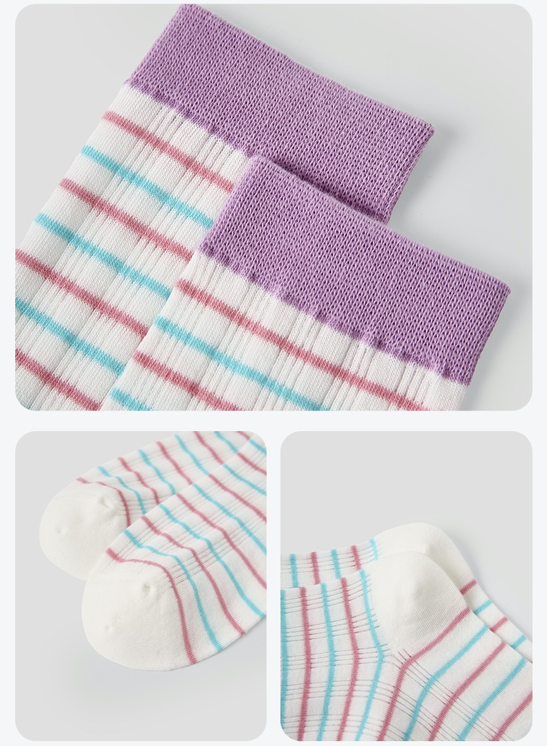 LL Socks Women Crew Socks Pink Dream Floral Pattern Stripes Dots happy style Socks 5 Pairs