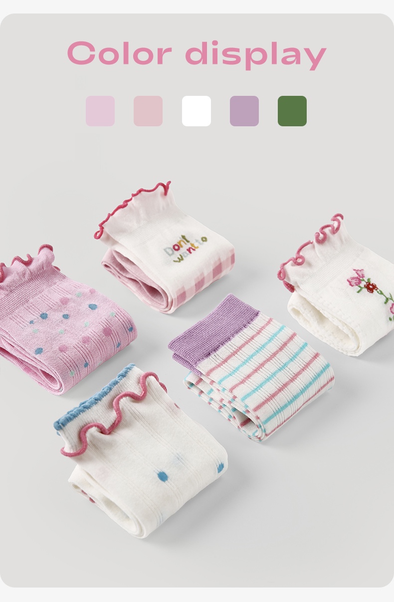 LL Socks Women Crew Socks Pink Dream Floral Pattern Stripes Dots happy style Socks 5 Pairs