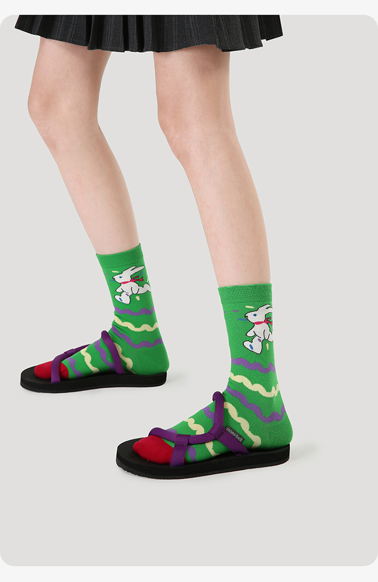 LL Socks Women Crew Socks Playful Bunny Colorful Animal Plaid Socks 5 Pairs