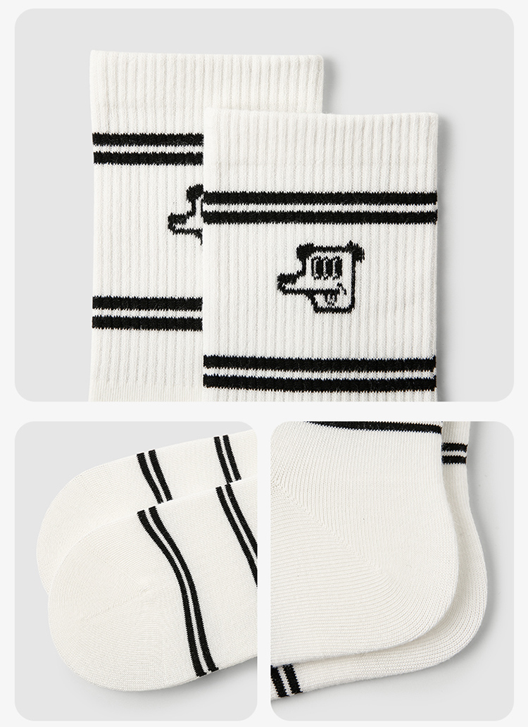 LL Socks Women Crew Socks Puppy Diary Animal Stripes Polka Dot Socks 5 Pairs