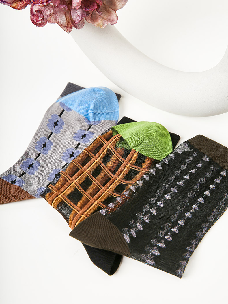 LL Socks Women Crew Socks River Tilts Moon Sets Retro Embroidered Embossed Flower Socks 5 Pairs