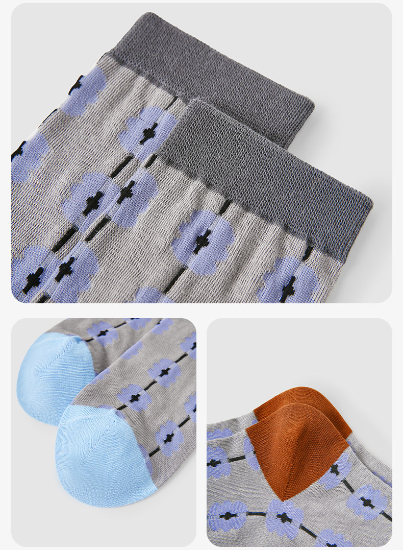 LL Socks Women Crew Socks River Tilts Moon Sets Retro Embroidered Embossed Flower Socks 5 Pairs