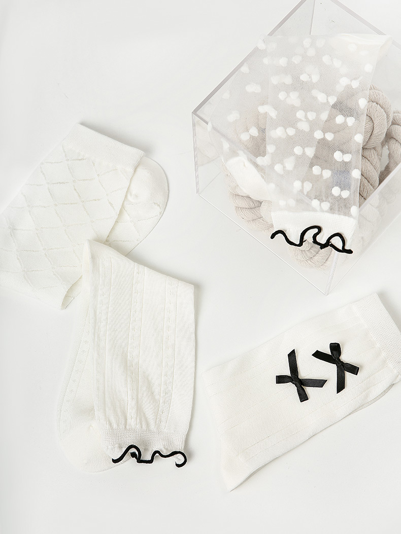 LL Socks Women Crew Socks Star Frost Best Girlfriend Solid Color Socks 5 Pairs