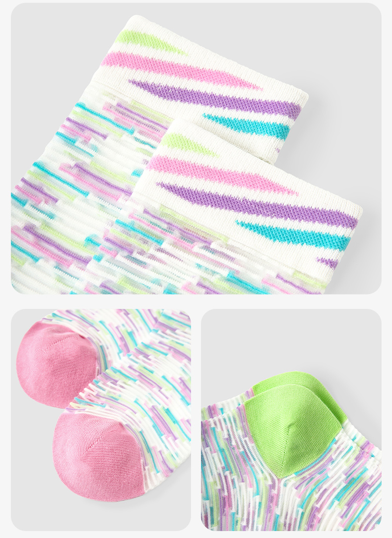 LL Socks Women Crew Socks Summer Night Fireflies Colourful Polka Dot Stripes Socks 5 Pairs