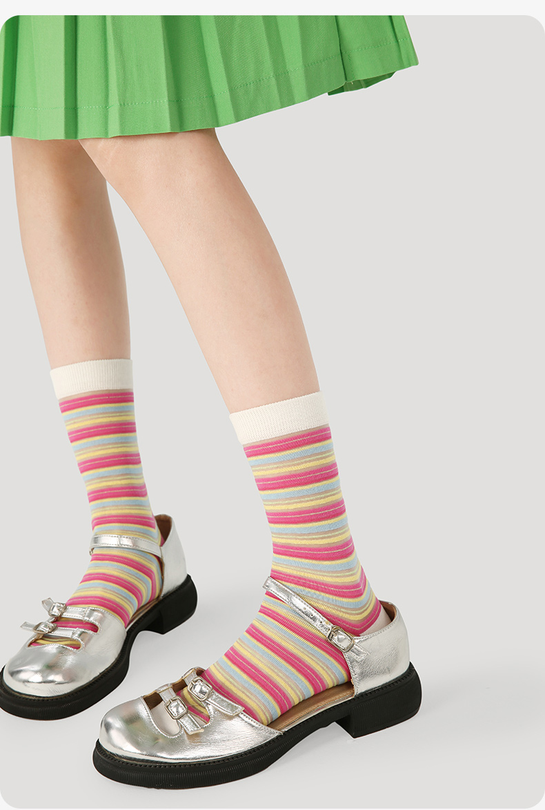 LL Socks Women Crew Socks Summer Night Fireflies Colourful Polka Dot Stripes Socks 5 Pairs